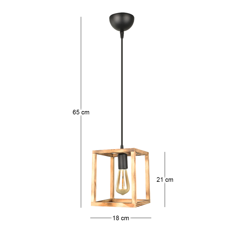Kubo Megapap wooden ceiling light in natural color 18x18x65cm.