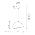 Lora Megapap E27 fiberglass ceiling lamp in white color 32x28x120cm.