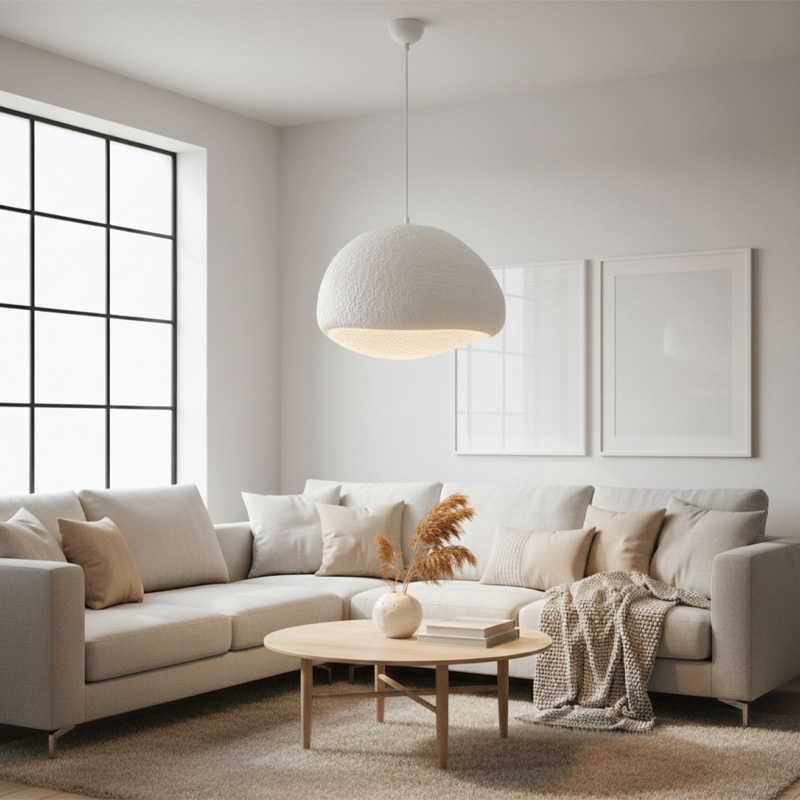 Loval Megapap E27 fiberglass ceiling lamp in white color 50x44x120cm.