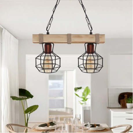 Lumenia Megapap wooden - metallic ceiling light in natural - black color 40x14x80cm.