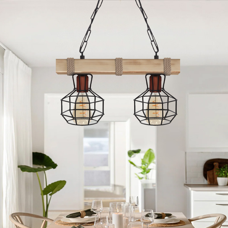 Lumenia Megapap wooden - metallic ceiling light in natural - black color 40x14x80cm.