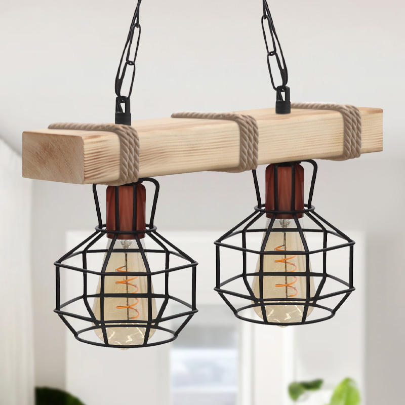 Lumenia Megapap wooden - metallic ceiling light in natural - black color 40x14x80cm.
