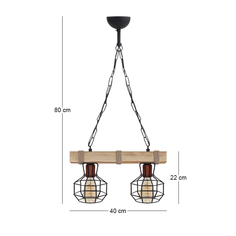Lumenia Megapap wooden - metallic ceiling light in natural - black color 40x14x80cm.