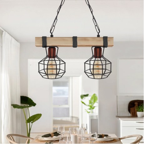 Lumenia Megapap wooden - metallic ceiling light in natural - black color 40x14x80cm.