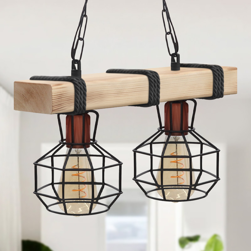 Lumenia Megapap wooden - metallic ceiling light in natural - black color 40x14x80cm.