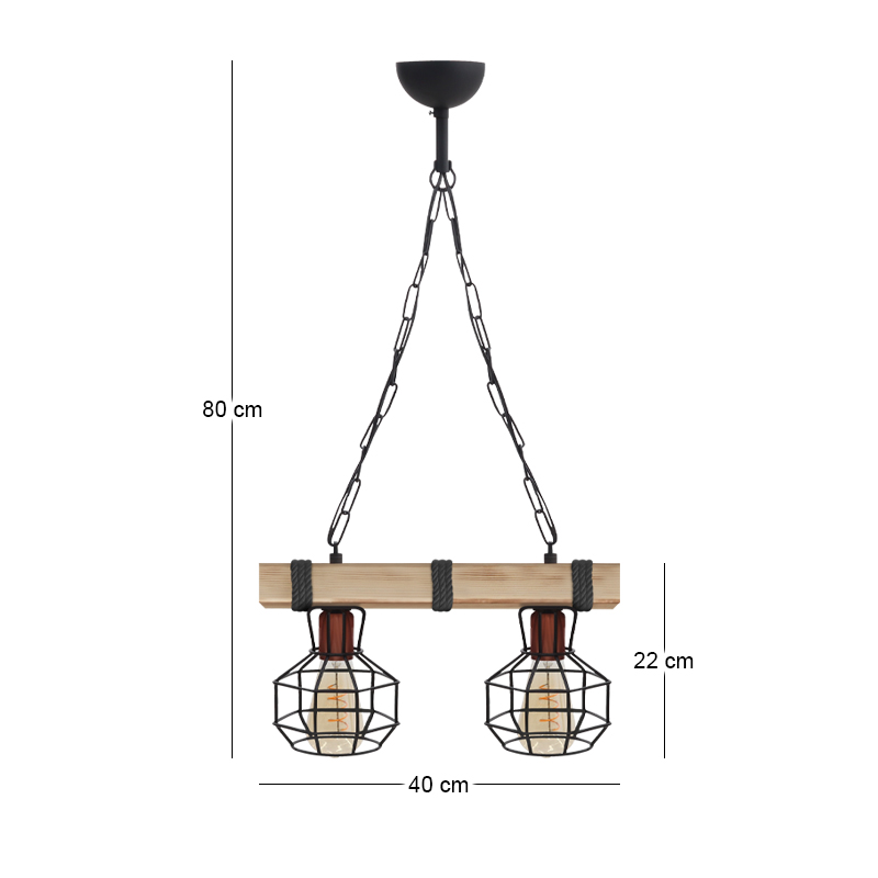 Lumenia Megapap wooden - metallic ceiling light in natural - black color 40x14x80cm.