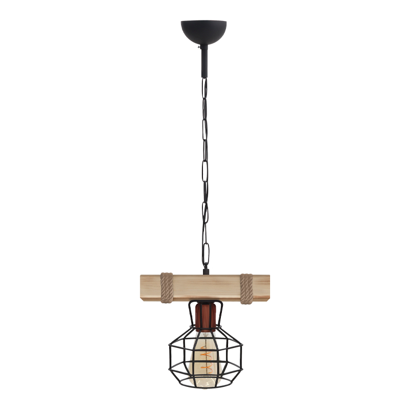 Lumenia Megapap wooden - metallic ceiling light in natural - black color 25x14x80cm.