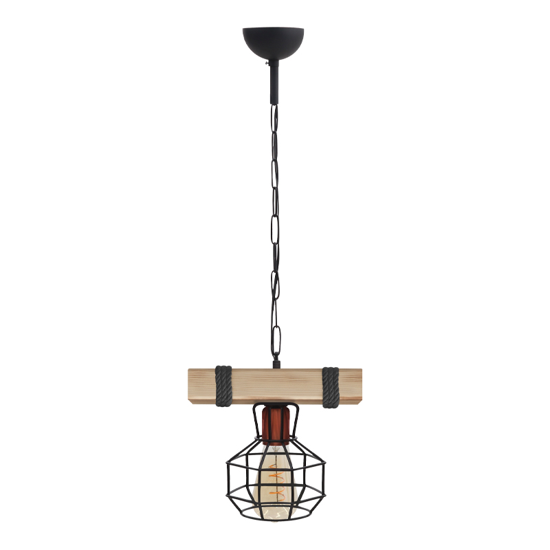 Lumenia Megapap wooden - metallic ceiling light in natural - black color 25x14x80cm.