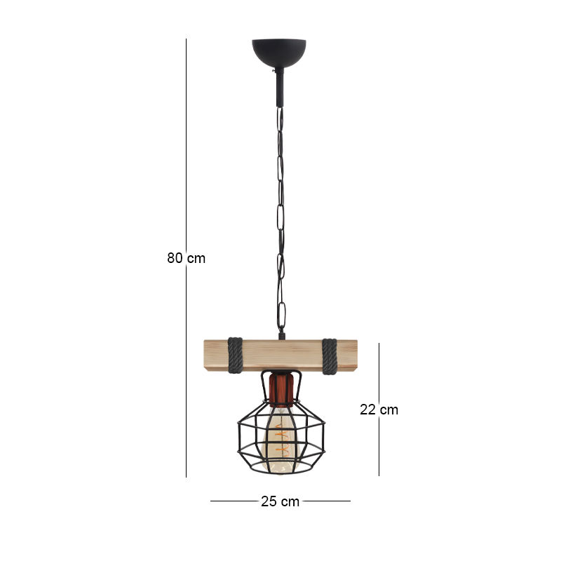 Lumenia Megapap wooden - metallic ceiling light in natural - black color 25x14x80cm.