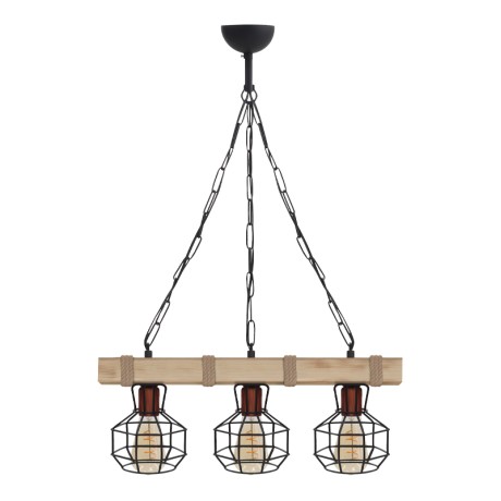 Lumenia Megapap wooden - metallic ceiling light in natural - black color 50x14x80cm.