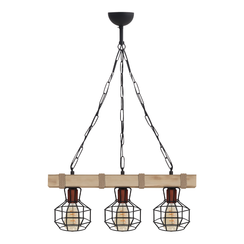 Lumenia Megapap wooden - metallic ceiling light in natural - black color 50x14x80cm.