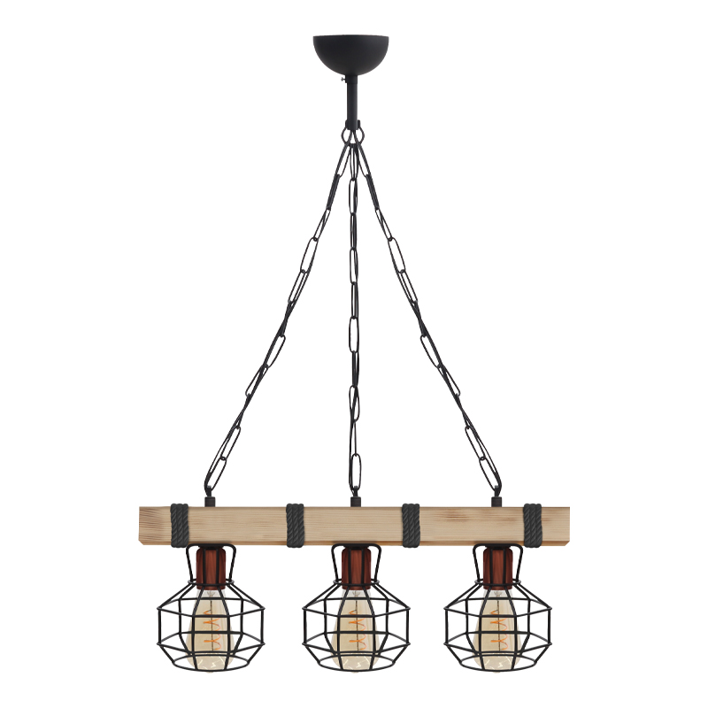 Lumenia Megapap wooden - metallic ceiling light in natural - black color 50x14x80cm.
