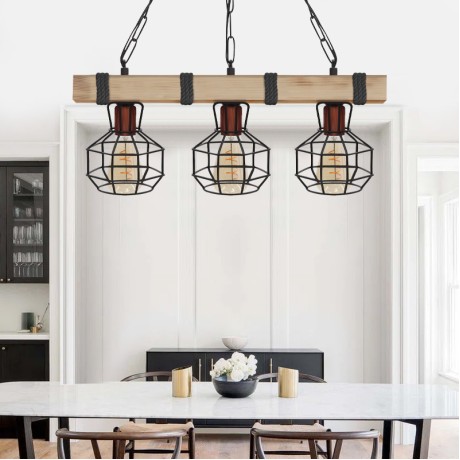 Lumenia Megapap wooden - metallic ceiling light in natural - black color 50x14x80cm.