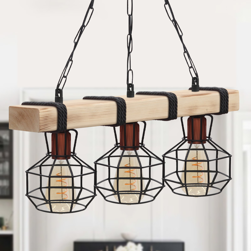 Lumenia Megapap wooden - metallic ceiling light in natural - black color 50x14x80cm.
