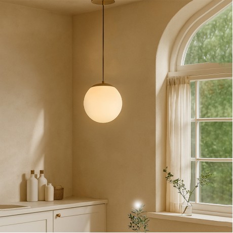 Lumi Megapap  E27 metallic - glass ceiling lamp in gold - white color Ø15x120cm.