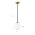 Lumi Megapap  E27 metallic - glass ceiling lamp in gold - white color Ø15x120cm.