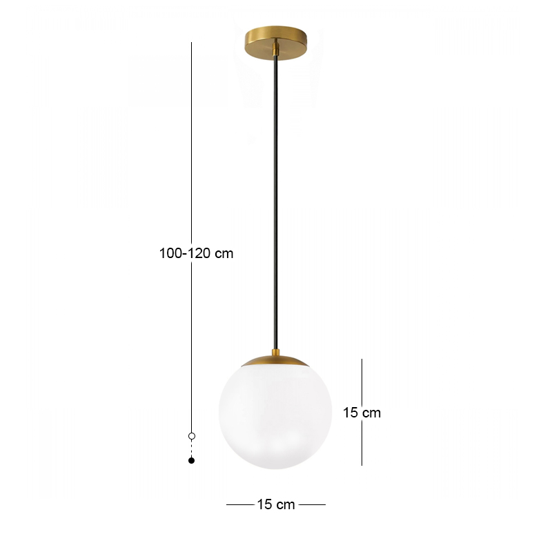 Lumi Megapap  E27 metallic - glass ceiling lamp in gold - white color Ø15x120cm.