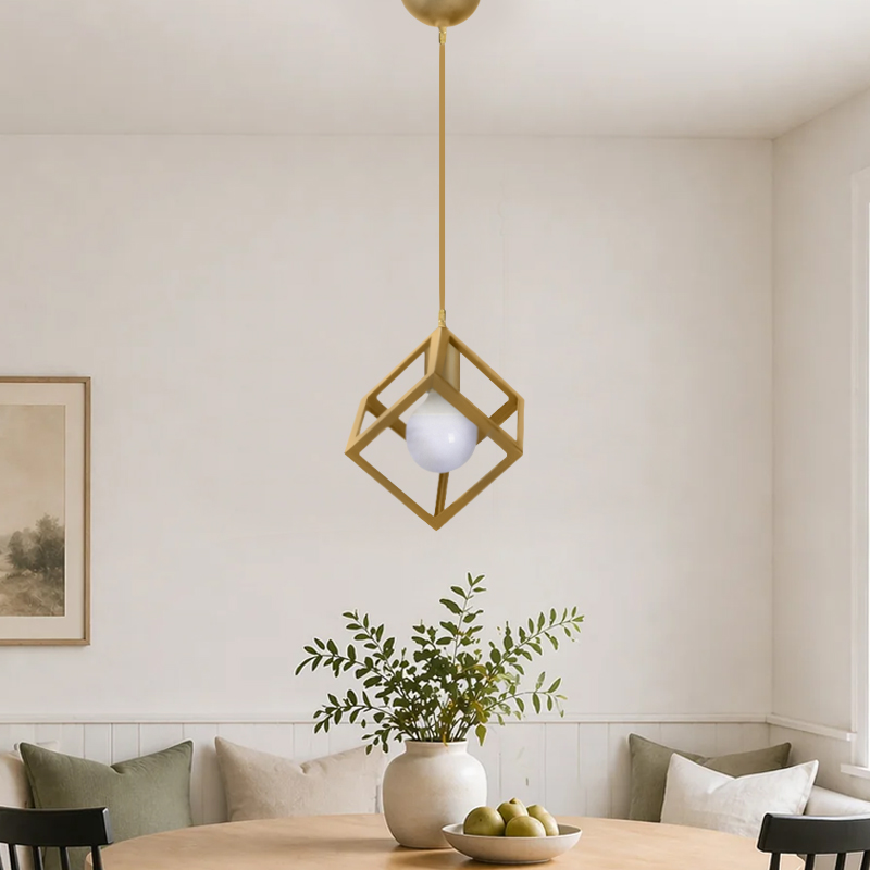 Lumid Megapap E27 metallic single-light ceiling light E27  in gold color 16x16x65cm.