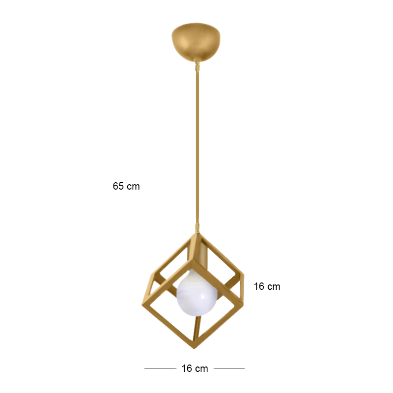 Lumid Megapap E27 metallic single-light ceiling light E27  in gold color 16x16x65cm.