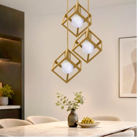 Lumid Megapap E27 metallic three light ceiling light E27  in gold color 30x40x70cm.