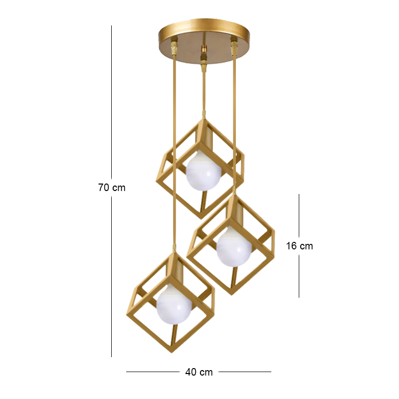 Lumid Megapap E27 metallic three light ceiling light E27  in gold color 30x40x70cm.