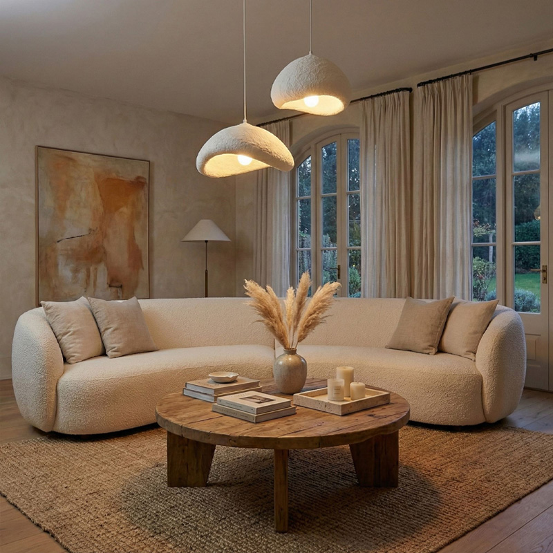Luna Megapap E27 fiberglass ceiling lamp in white color Ø70x115cm.