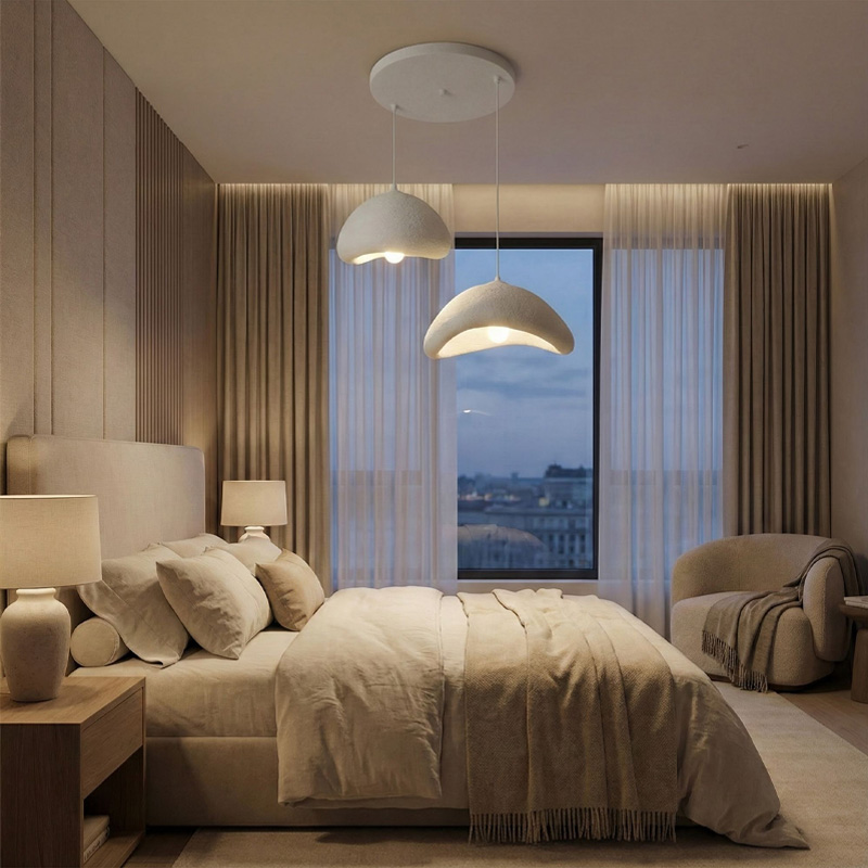 Luna Megapap E27 fiberglass ceiling lamp in white color Ø70x115cm.