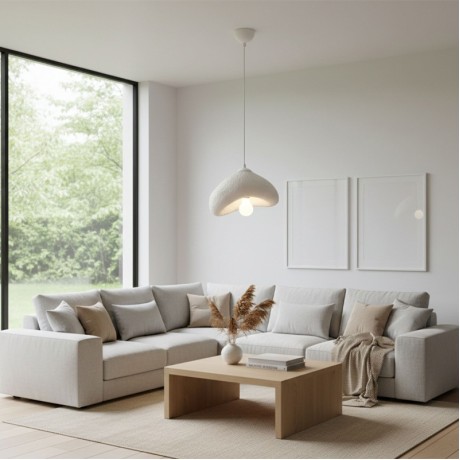 Luna Megapap E27 fiberglass ceiling lamp in white color 30x21x120cm.