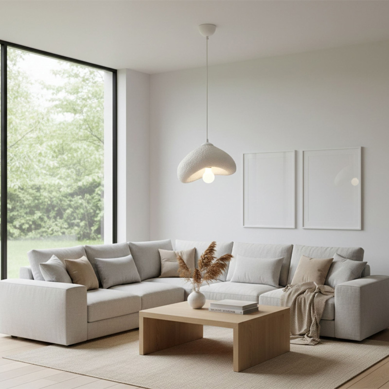 Luna Megapap E27 fiberglass ceiling lamp in white color 30x21x120cm.