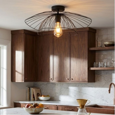 Madar Megapap E27 metallic ceiling lamp in black color Ø52x20cm.