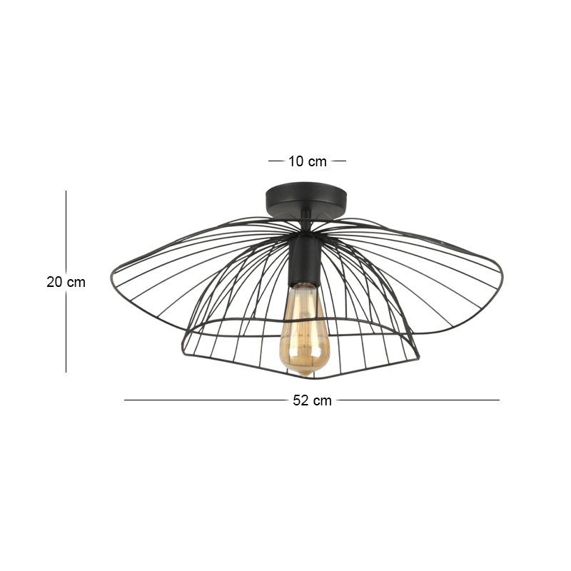 Madar Megapap E27 metallic ceiling lamp in black color Ø52x20cm.