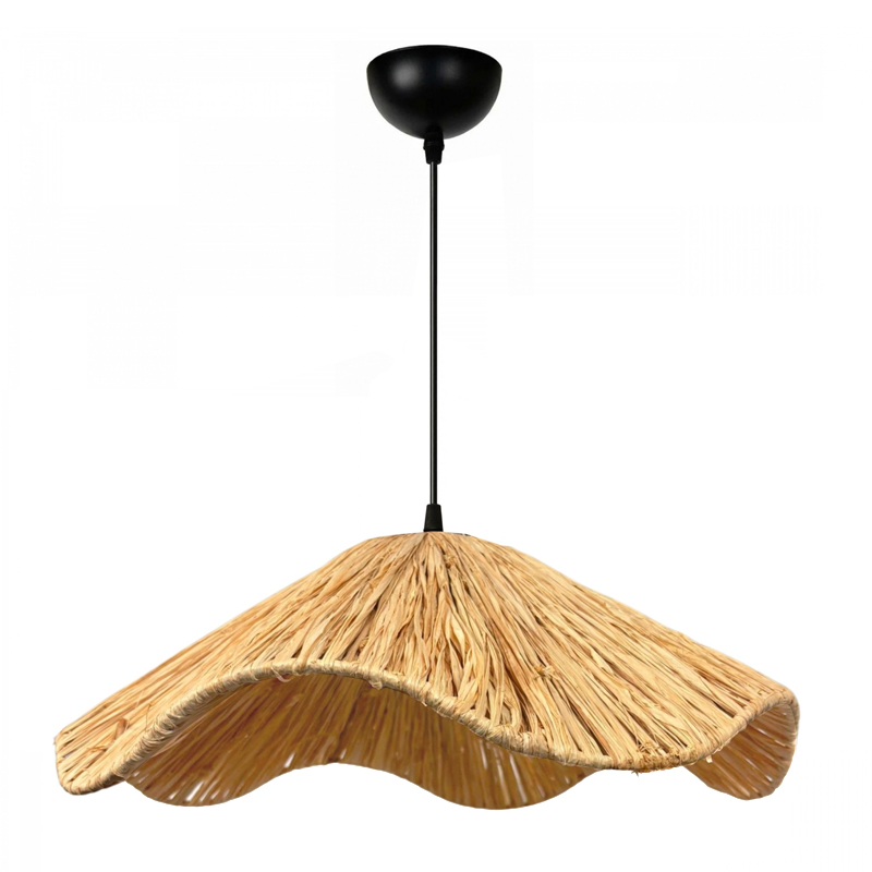 Miro Megapap E27 wicker ceiling lamp in natural color Ø50x100cm.