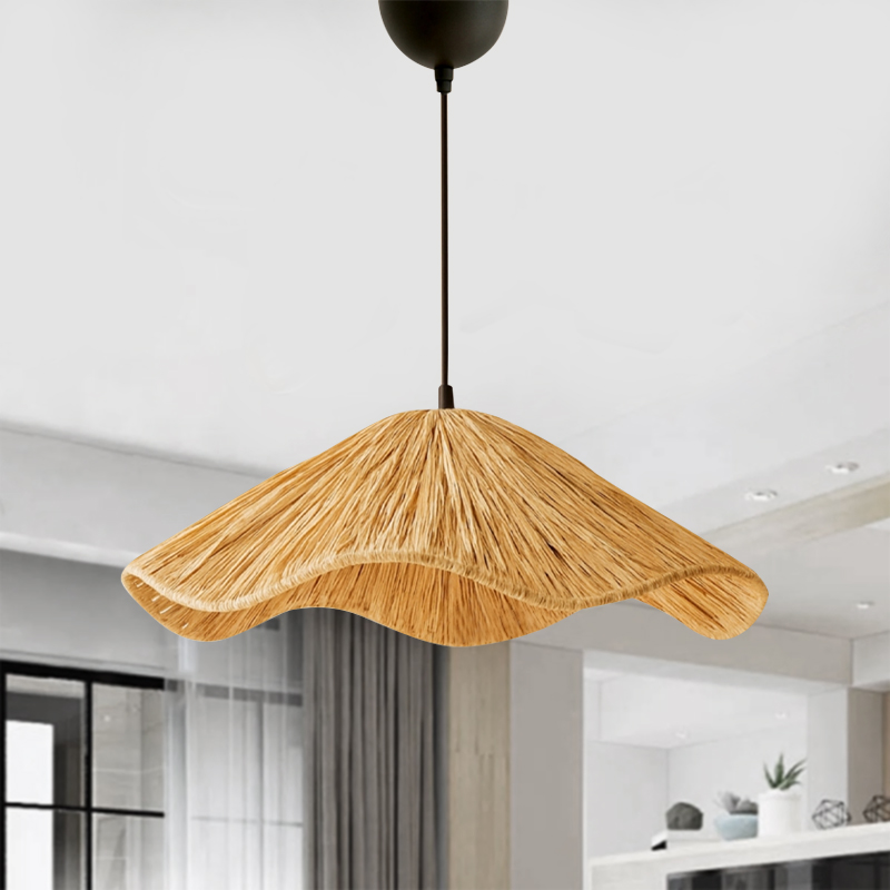 Miro Megapap E27 wicker ceiling lamp in natural color Ø50x100cm.