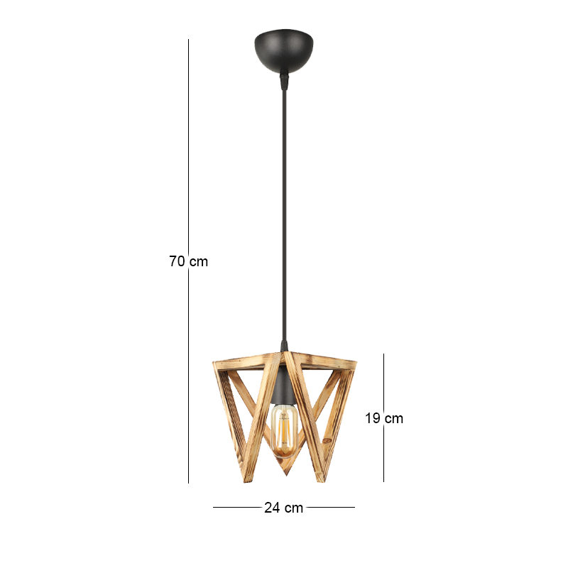 Nexo Megapap wooden ceiling light in natural color 29x25x70cm.