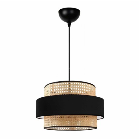 Orvia Megapap E27 rattan ceiling lamp in natural - black color Ø30x70cm.