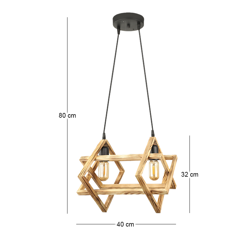 Pentora Megapap wooden ceiling light in natural color 40x22x80cm.