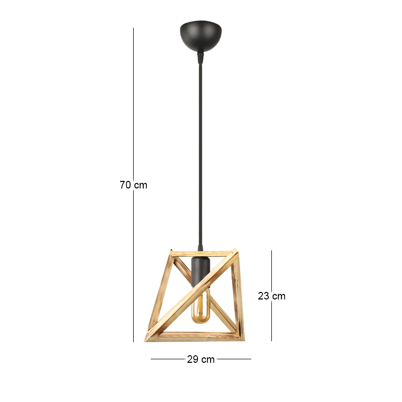 Piramit Megapap wooden ceiling light in natural color 29x25x70cm.