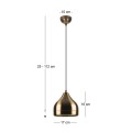 Precious Megapap E27 metallic ceiling lamp in gold antique color Ø17x25/112cm.