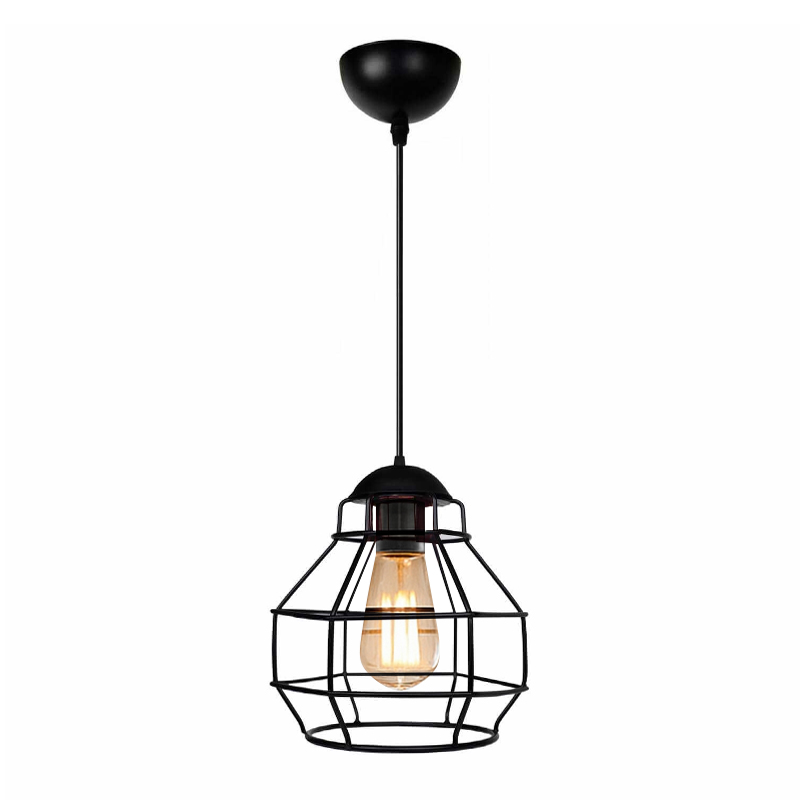 Rilo Megapap  E27 metallic ceiling lamp in black color Ø16x100cm.