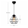 Rilo Megapap  E27 metallic ceiling lamp in black color Ø16x100cm.