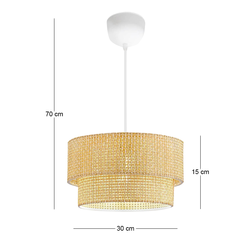 Sora Megapap fabric PVC ceiling lamp in beige color  Ø30x70cm.