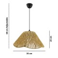 Sukne Megapap E27 jute ceiling lamp in camel color Ø35x60cm.