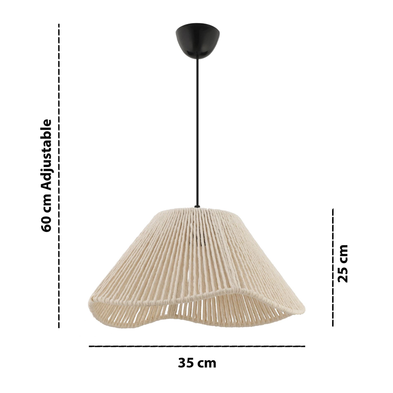 Sukne Megapap E27 rope ceiling lamp in ecru color Ø35x60cm.