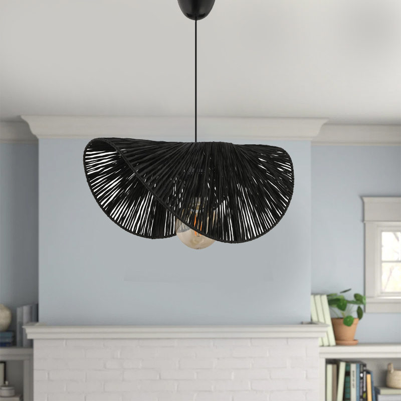 Taco Megapap E27  jute ceiling lamp in black color 51x36x55cm.