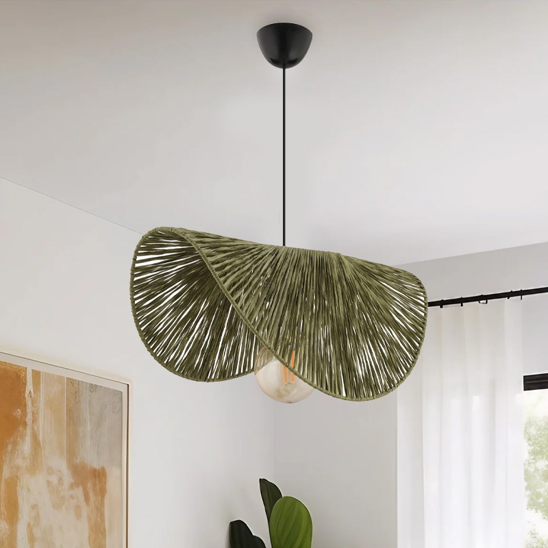 Taco Megapap E27  jute ceiling lamp in green color 51x36x55cm.