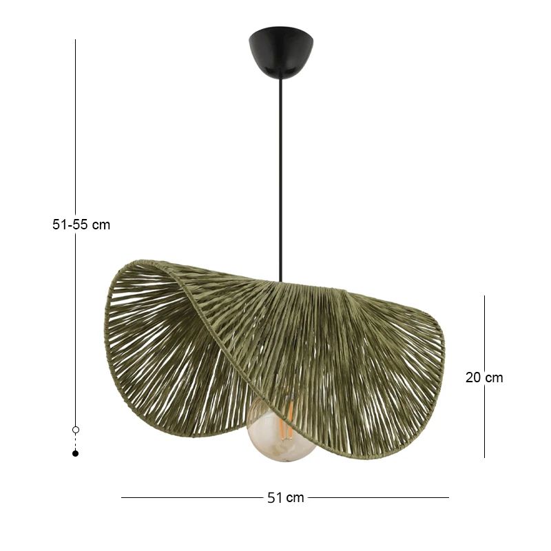 Taco Megapap E27  jute ceiling lamp in green color 51x36x55cm.