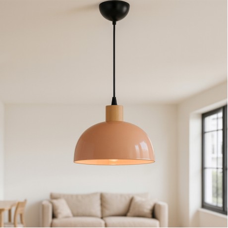 Talis Megapap  E27 metallic ceiling lamp in salmon color Ø25x100cm.