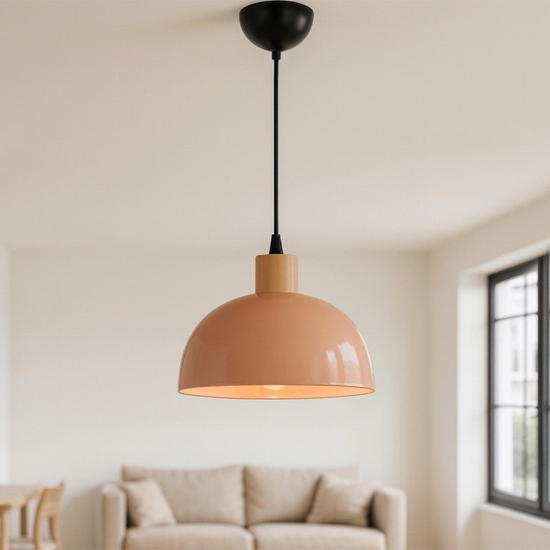 Talis Megapap  E27 metallic ceiling lamp in salmon color Ø25x100cm.