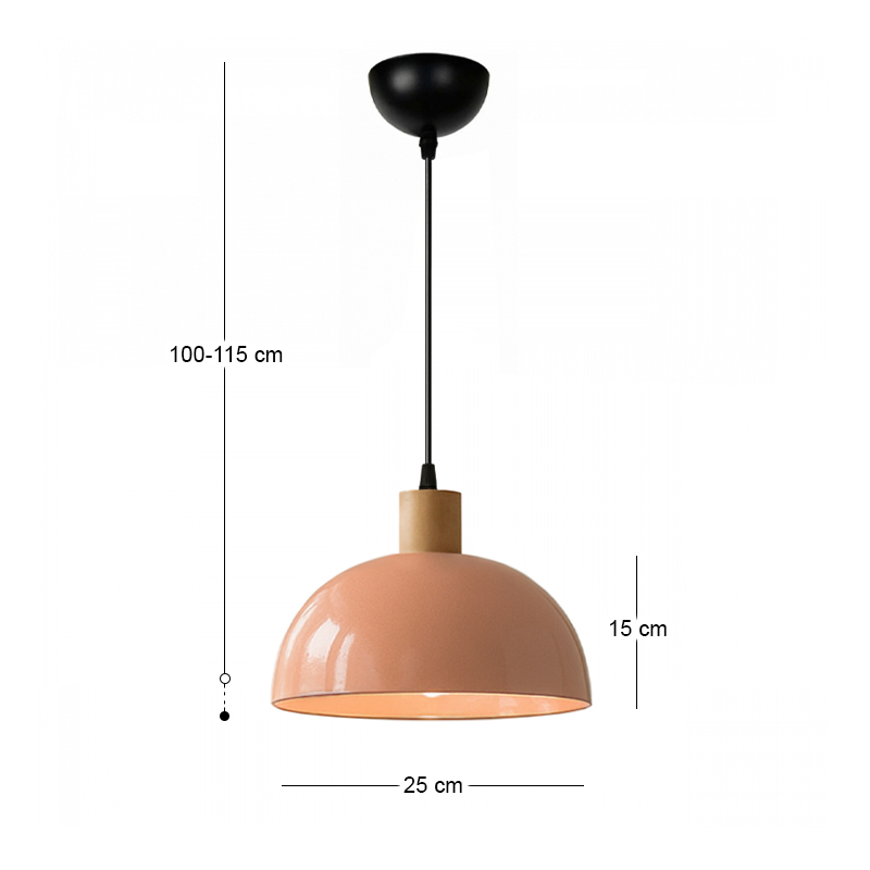 Talis Megapap  E27 metallic ceiling lamp in salmon color Ø25x100cm.