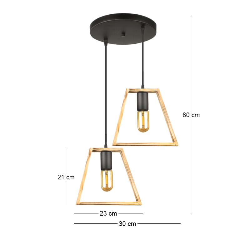 Tekli Megapap wooden ceiling light in natural color 30x25x80cm.